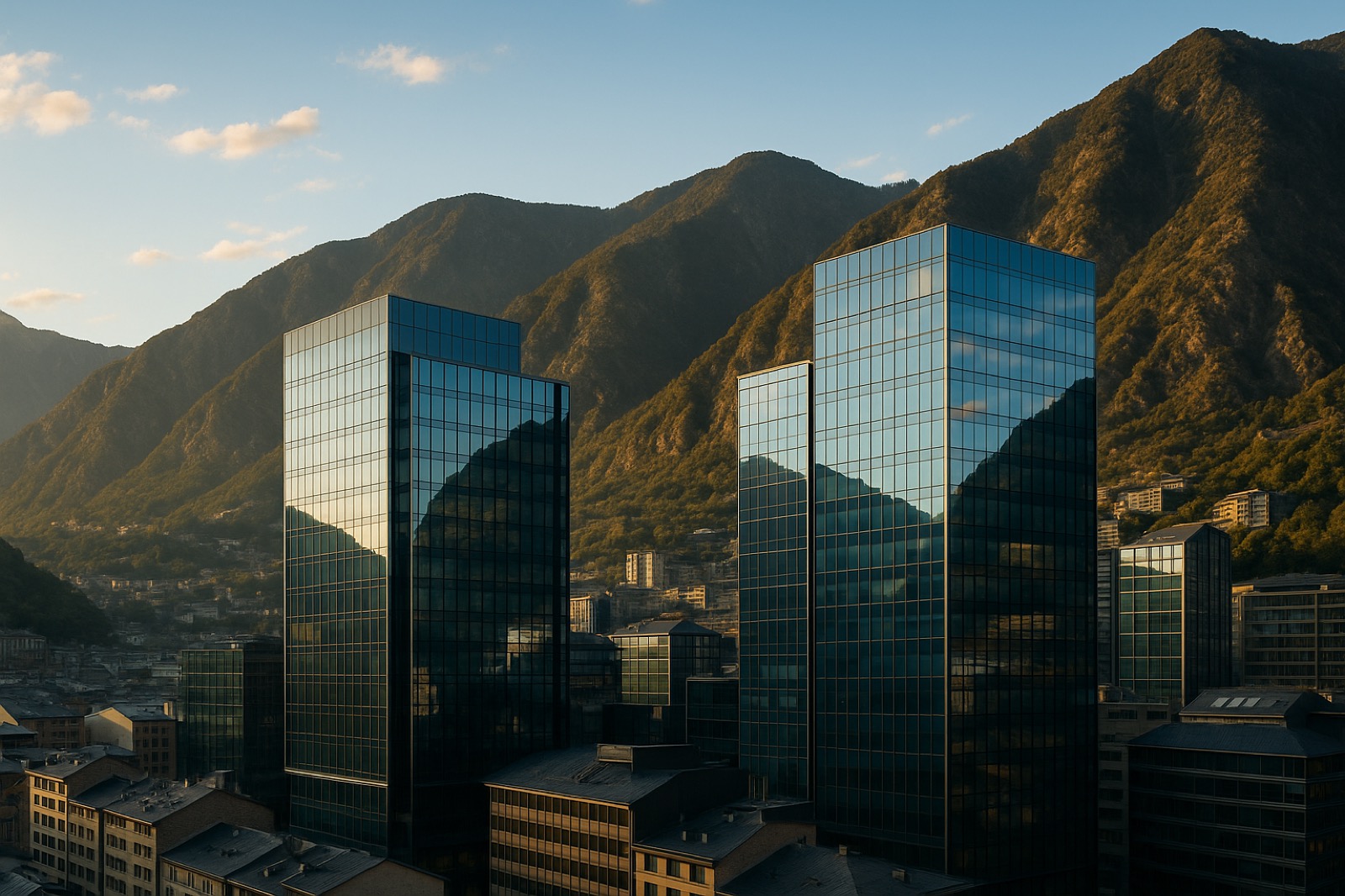 Andorre la Vieille, quartier d'affaires dans les Pyrénées